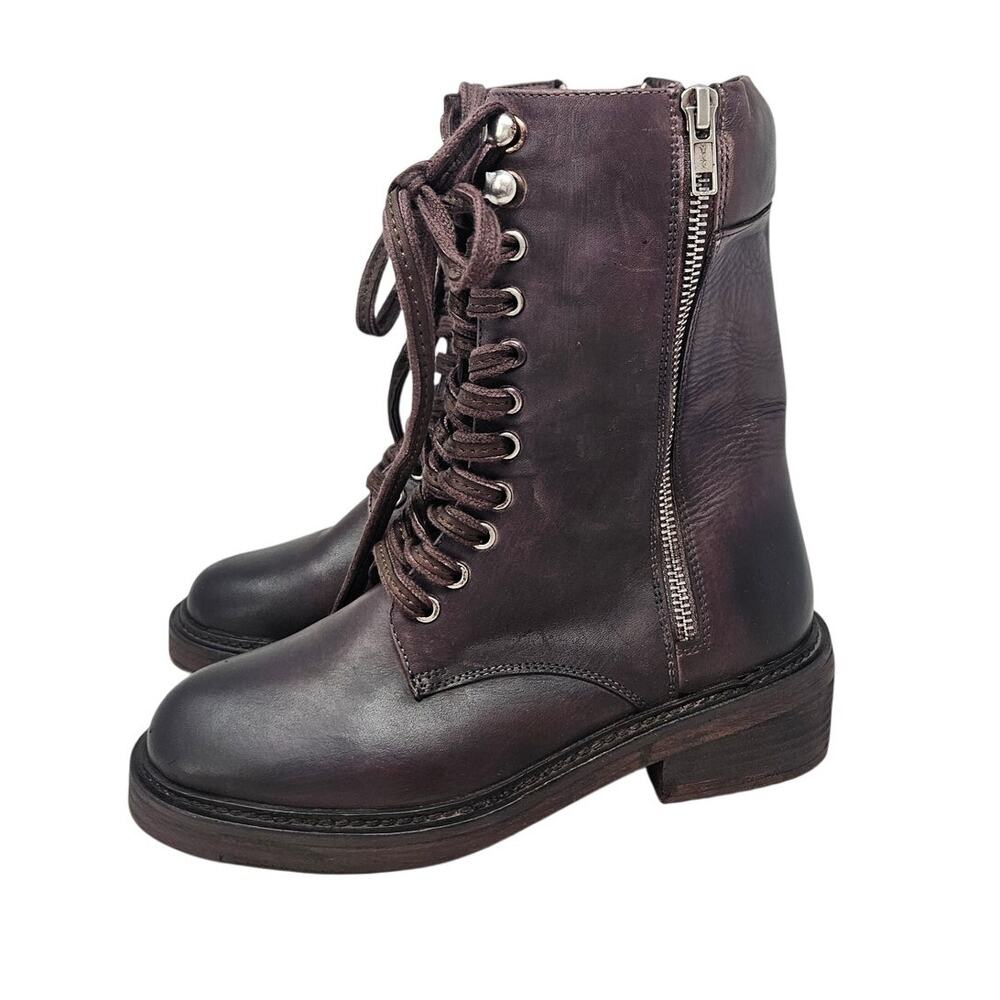 NEW Vintage Foundry 6 Brown Leather Lace Up Combat Boot Boho Western Grunge